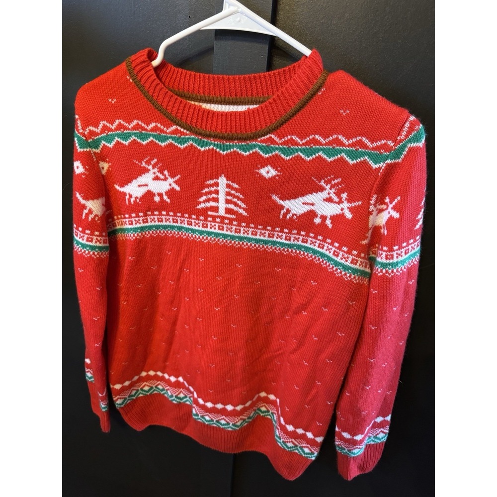 Red Christmas Sweater Size Small Womens Holiday Ugly Sweater Vtg Inspired